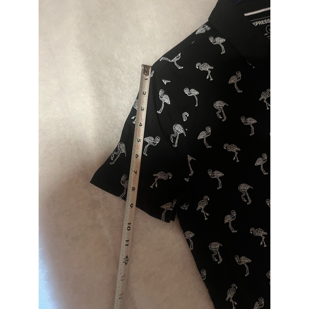 Express Mens Performance Polo Shirt Black Flamingo Moisture Wicking Size Large - Picture 4 of 6